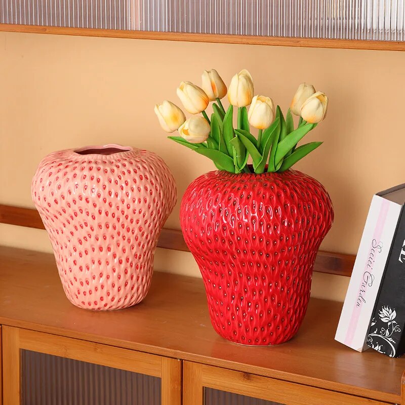Cartoon Strawberry Vase Fruit Pot Flowerpot Home Decoration