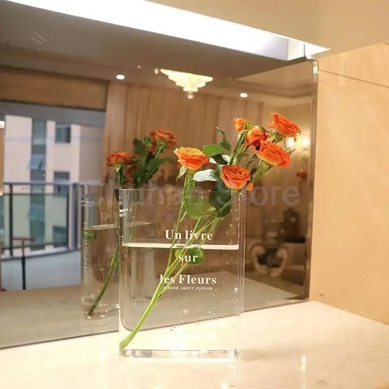 Book Vase Acrylic Vase INS Flower Transparent Flowers