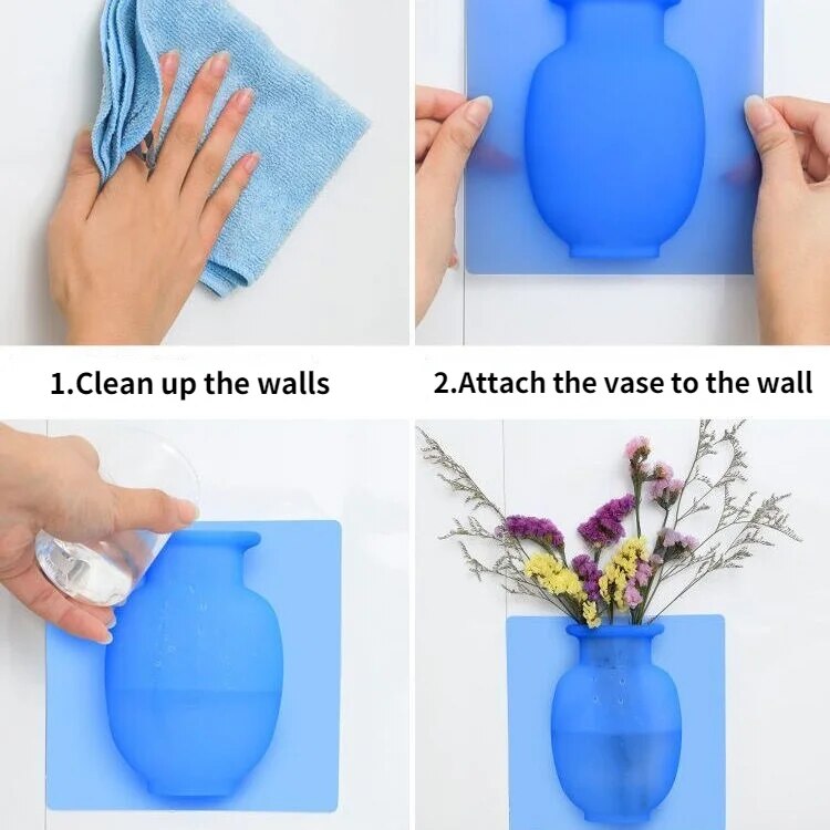 Silicone Additive Sticky Vases Easy Removable Wall Fridge
