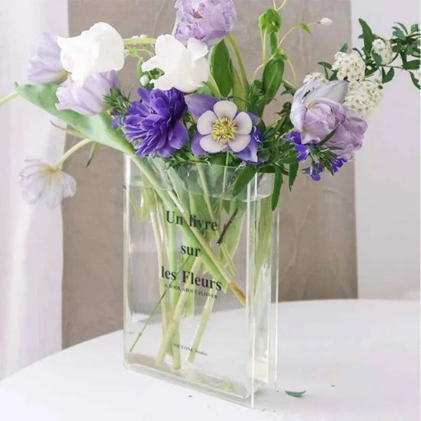Clear Book Vase, Clear Book Flower Vase, Home Decor
