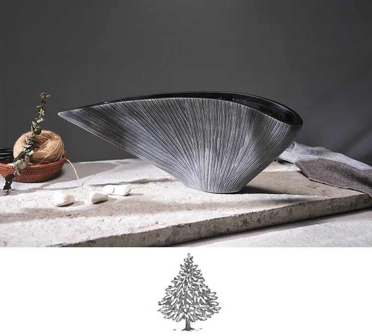 Nordic Fan-shaped Resin Vase Model Room, Soft Decoration,