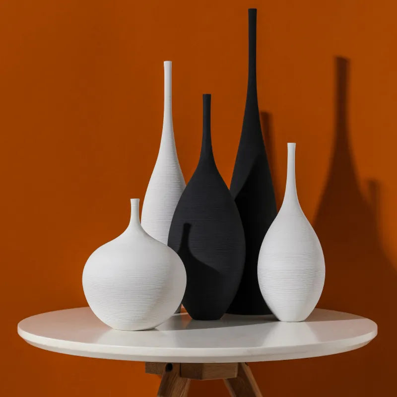 Minimalist Handmade Art Zen Vase Home Decoration Black and White Art Vase