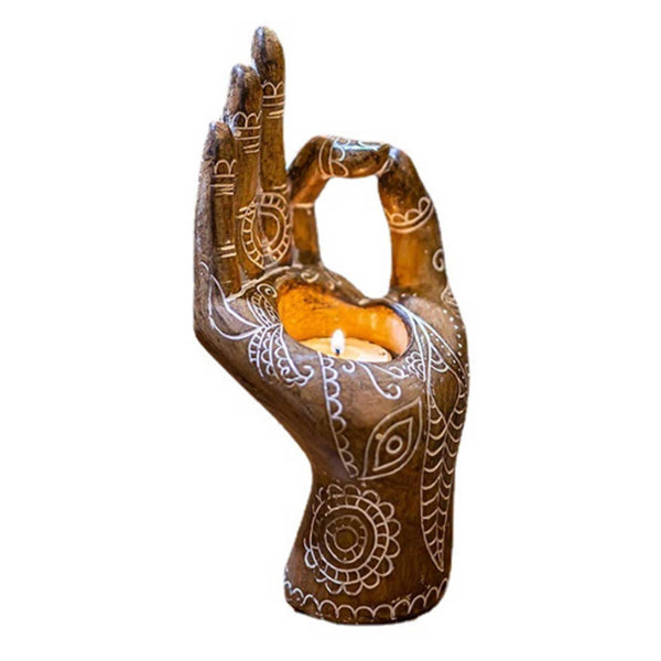 Buddha Candle Holder Mudra Hand Tabletop