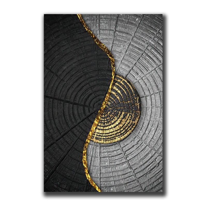 Abstract Golden Black Wood Texture Canvas
