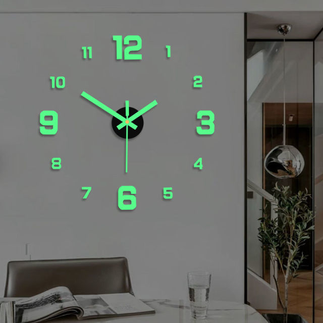 3D Wall Clock Luminous Frameless DIY Digital Wall