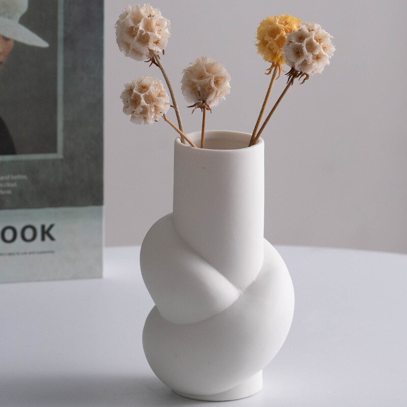 White Ceramic  Flower Pot Vase