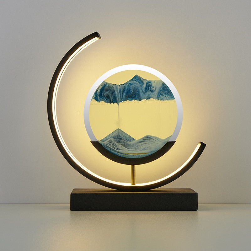 LED quicksand painting hourglass art table lamp