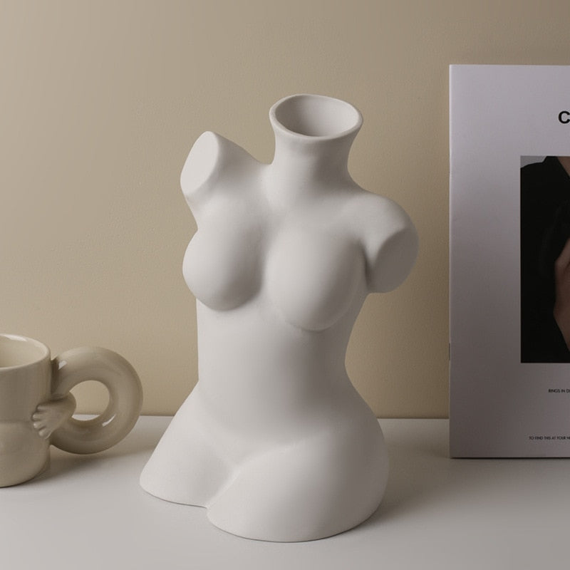 Eros Sculptured Ceramic Abstract Body Vase