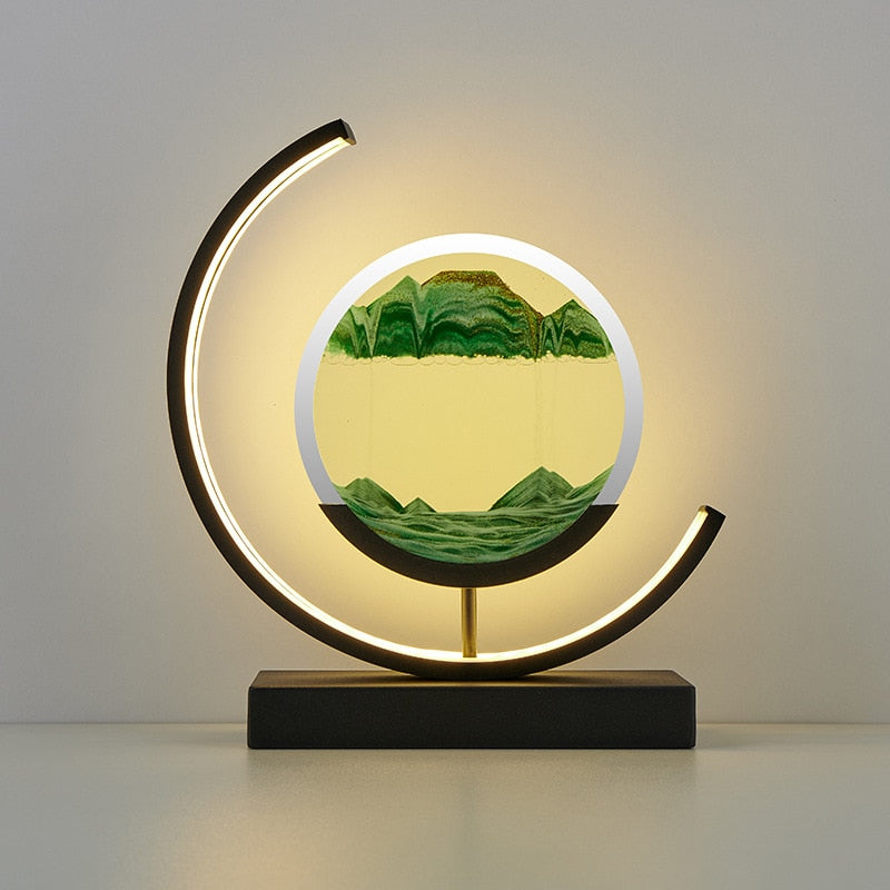 LED quicksand painting hourglass art table lamp