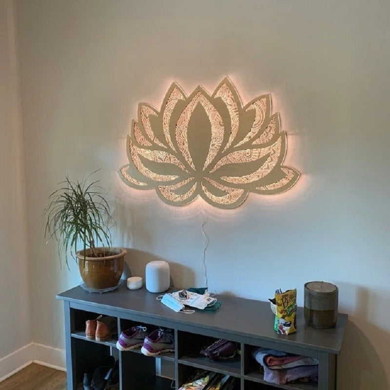 Lotus Flower LED Mandala Wall Art