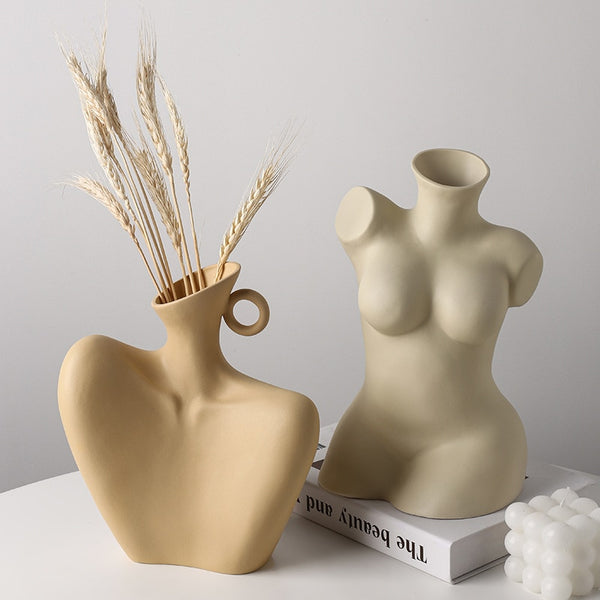 Eros Sculptured Ceramic Abstract Body Vase